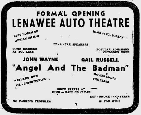 Lenawee Drive-In Theatre - Lenawee Grand Opening 6-22-48 (newer photo)
